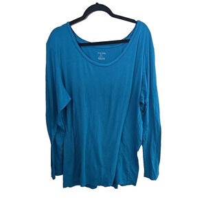 Willow Bay Blue Scoop Neck Relaxed Long Sleeve Casual Top Womans Plus Size 4X